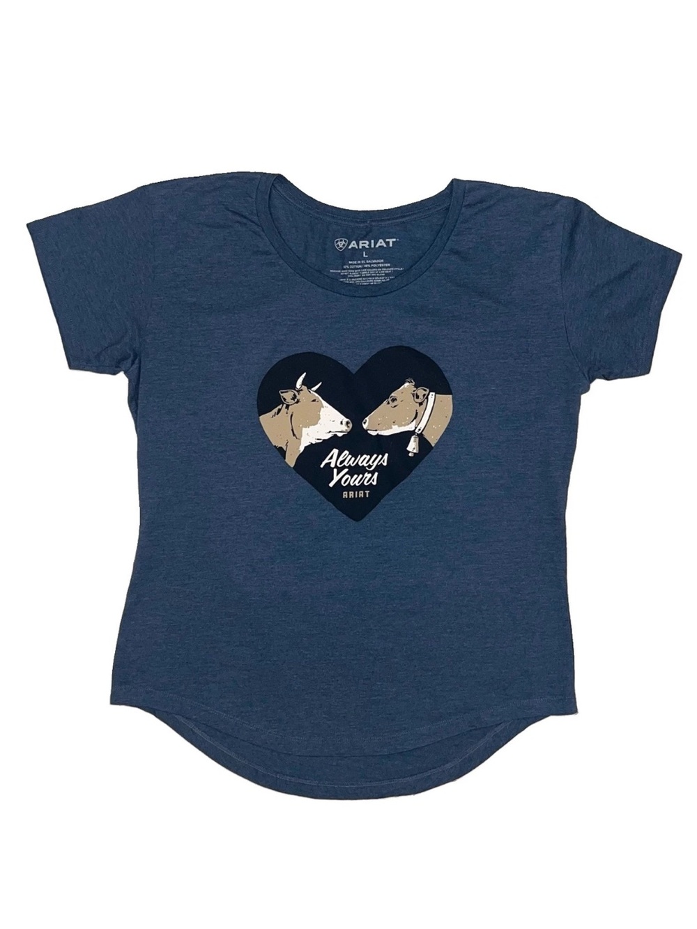 Ariat Women’s ‘Always Yours’ Cow / Bull Short Sleeves Graphic Tee Top Sz L